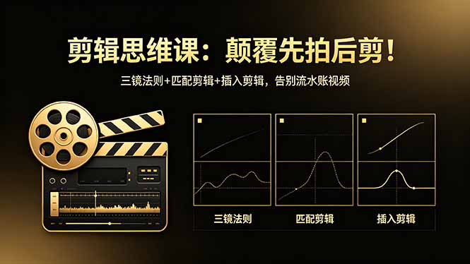 <span style='color:#bd7800'>剪辑思维课：颠覆先拍后剪！三镜法则+匹配剪辑+插入剪辑，告别流水账视频</span>