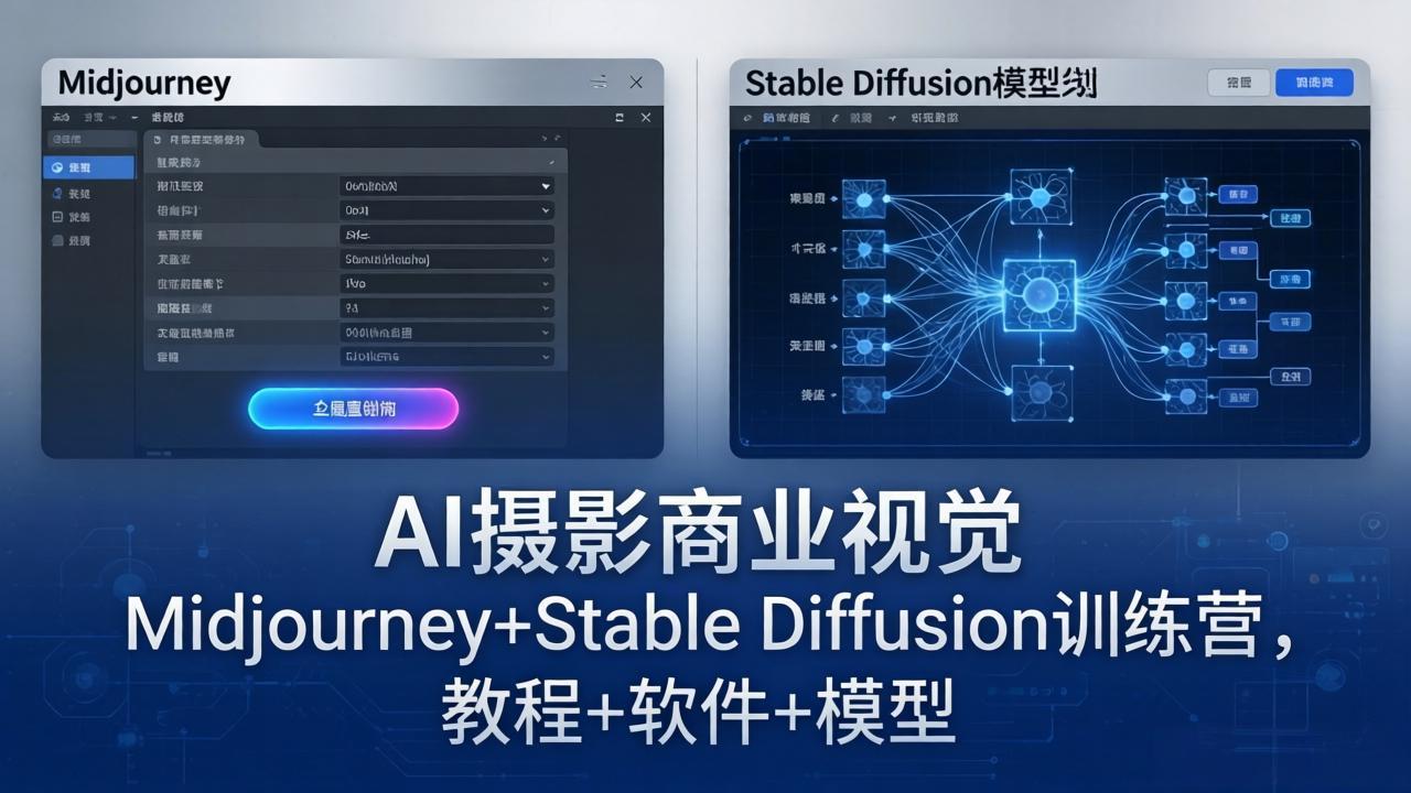 <span style='color:#001aff'>AI摄影商业视觉Midjourney+Stable Diffusion训练营,教程+软件+模型</span>