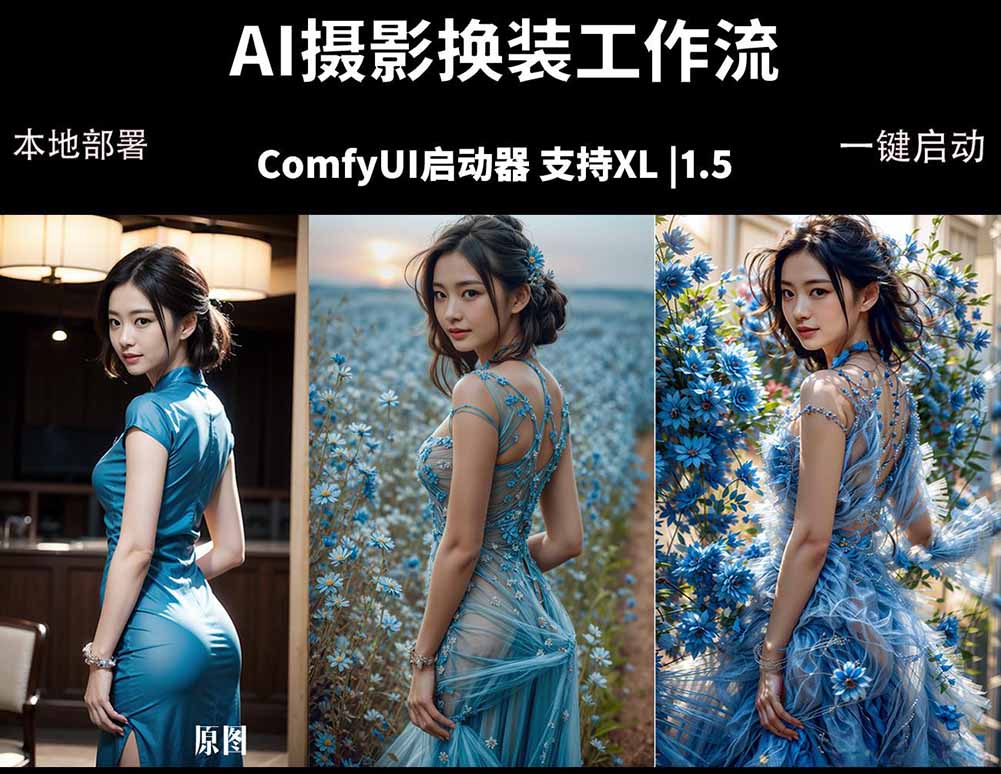 <span style='color:#078a00'>ComfyUI人像写真摄影工作流:本地一键部署,换装换场景换脸全搞定,影楼效率翻倍</span>