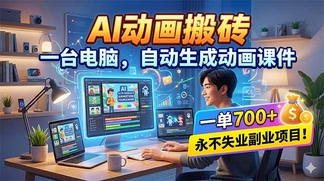 <span style='color:#ff0000'>AI动画搬砖,一台电脑,自动生成动画课件,一单800+ 永不失业副业项目</span>