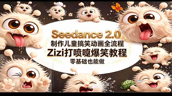 <span style='color:#a100e0'>Seedance 2.0 制作儿童搞笑动画全流程Zizi打喷嚏爆笑教程|零基础也能做</span>