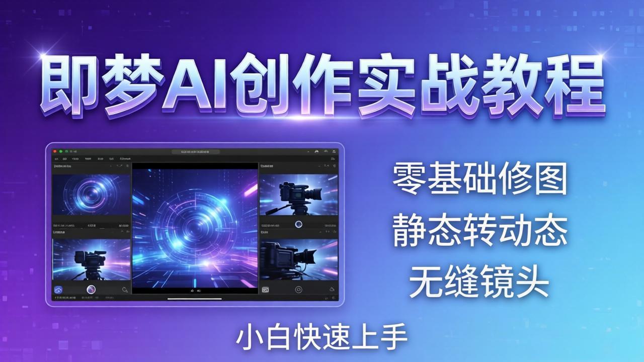 <span style='color:#a100e0'>即梦AI创作实战教程,从零基础修图到AI导演,实战教学静态转动态+无缝镜头,小白快速上手</span>