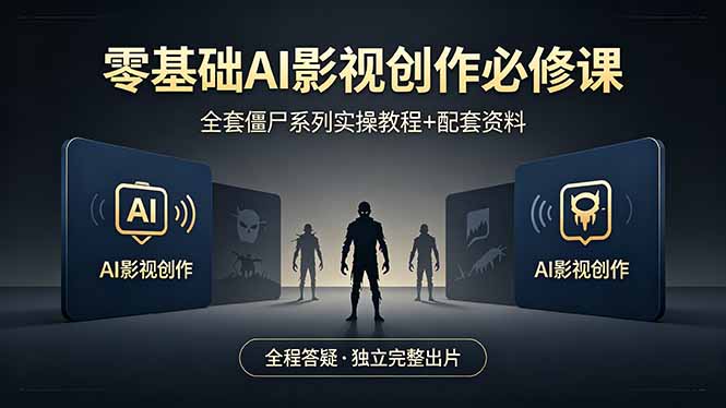 <span style='color:#001aff'>零基础AI影视创作必修课,全套僵尸系列实操教程加配套资料,全程答疑带你独立完整出片</span>