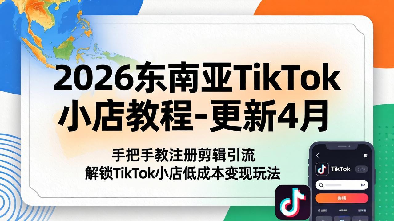 <span style='color:#ff0000'>2026东南亚TikTok小店教程-更新4月,手把手教注册剪辑引流,解锁TikTok小店低成本变现玩法</span>