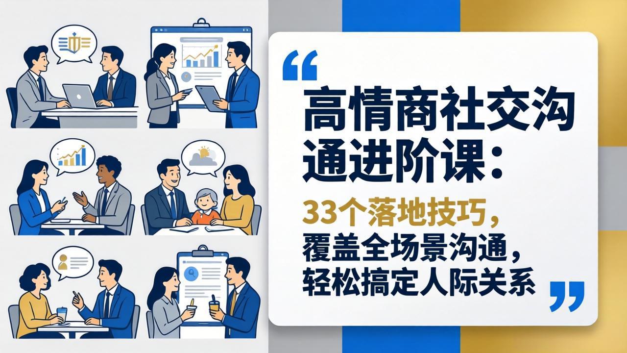 <span style='color:#001aff'>高情商社交沟通进阶课:33个落地技巧,覆盖全场景沟通,轻松搞定人际关系</span>