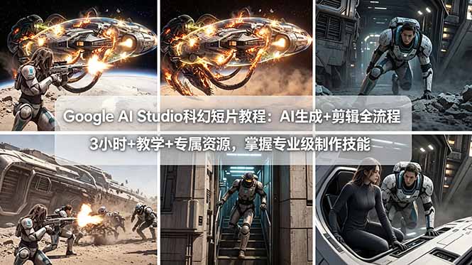 <span style='color:#a100e0'>Google AI Studio科幻短片教程:AI生成+剪辑全流程,3小时+教学+专属资源,掌握专业级制作技能</span>