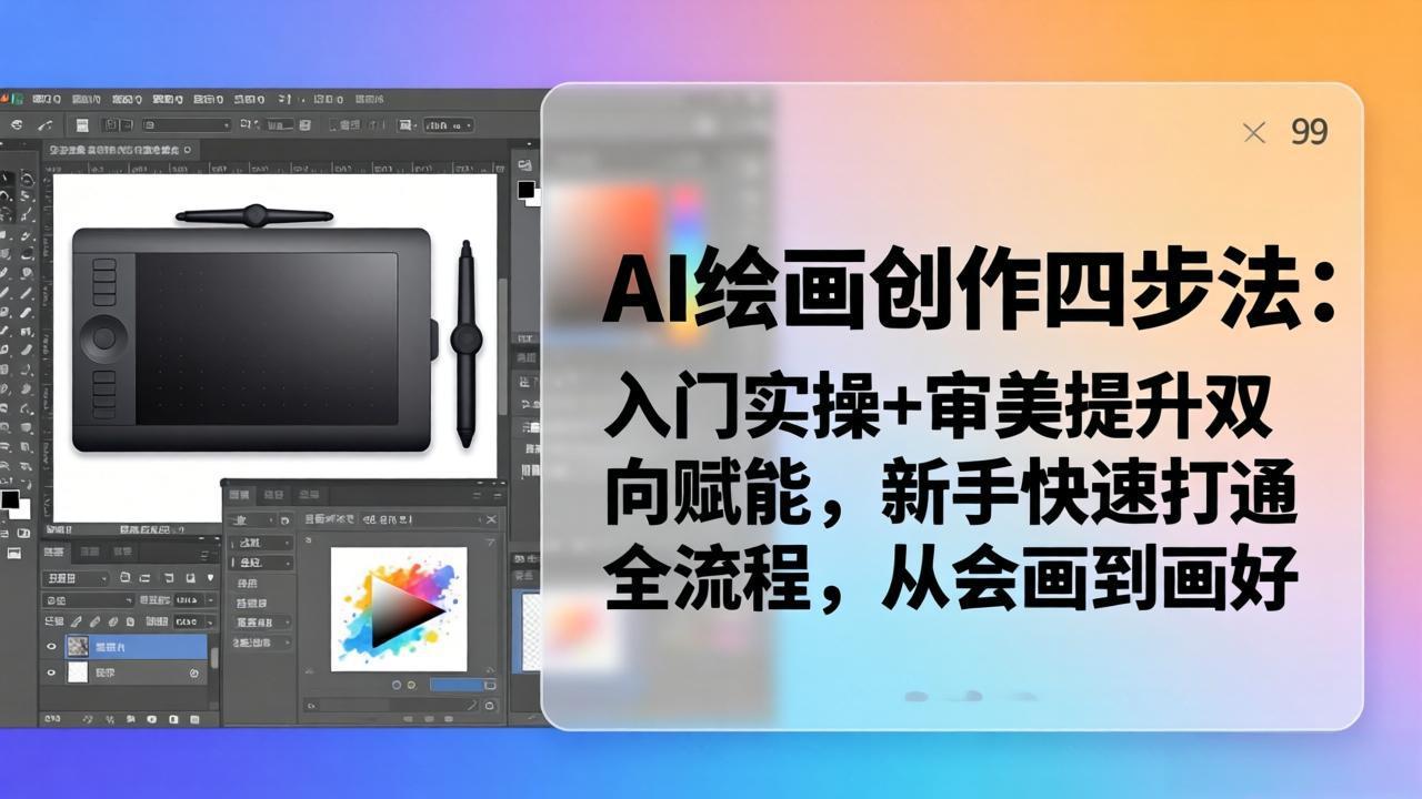 <span style='color:#ff0000'>AI绘画创作四步法:入门实操+审美提升双向赋能,新手快速打通全流程,从会画到画好</span>