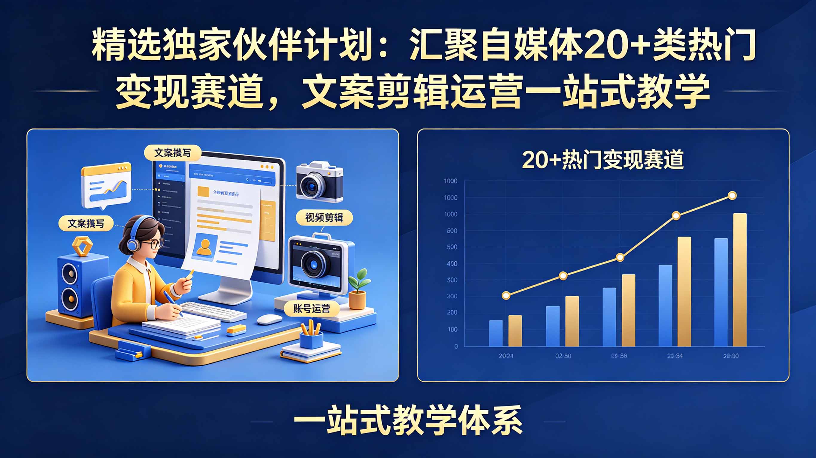 <span style='color:#078a00'>精选独家伙伴计划：汇聚自媒体20+类热门变现赛道，文案剪辑运营一站式教学</span>