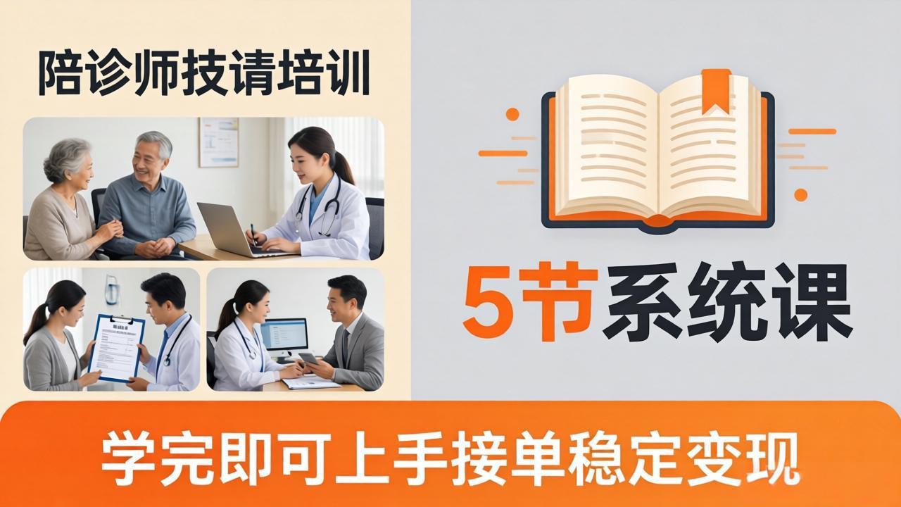 <span style='color:#bd7800'>想做陪诊师不知从何下手？5节系统课教你掌握核心技能，学完即可上手接单稳定变现</span>
