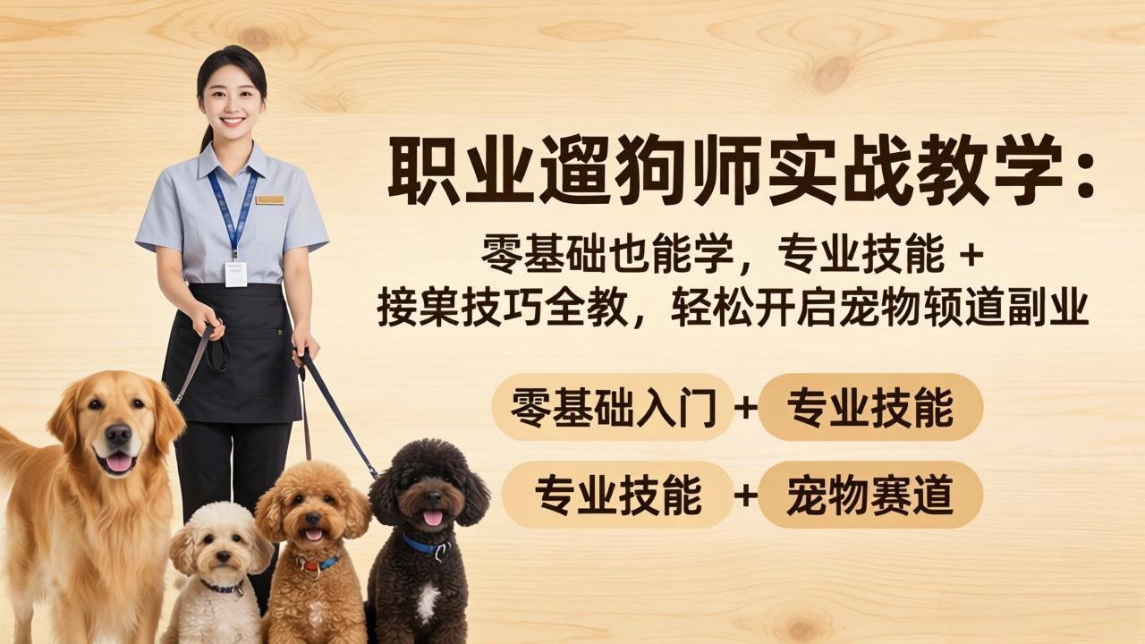 <span style='color:#001aff'>职业遛狗师实战教学：零基础也能学，专业技能 + 接单技巧全教，轻松开启宠物赛道副业</span>