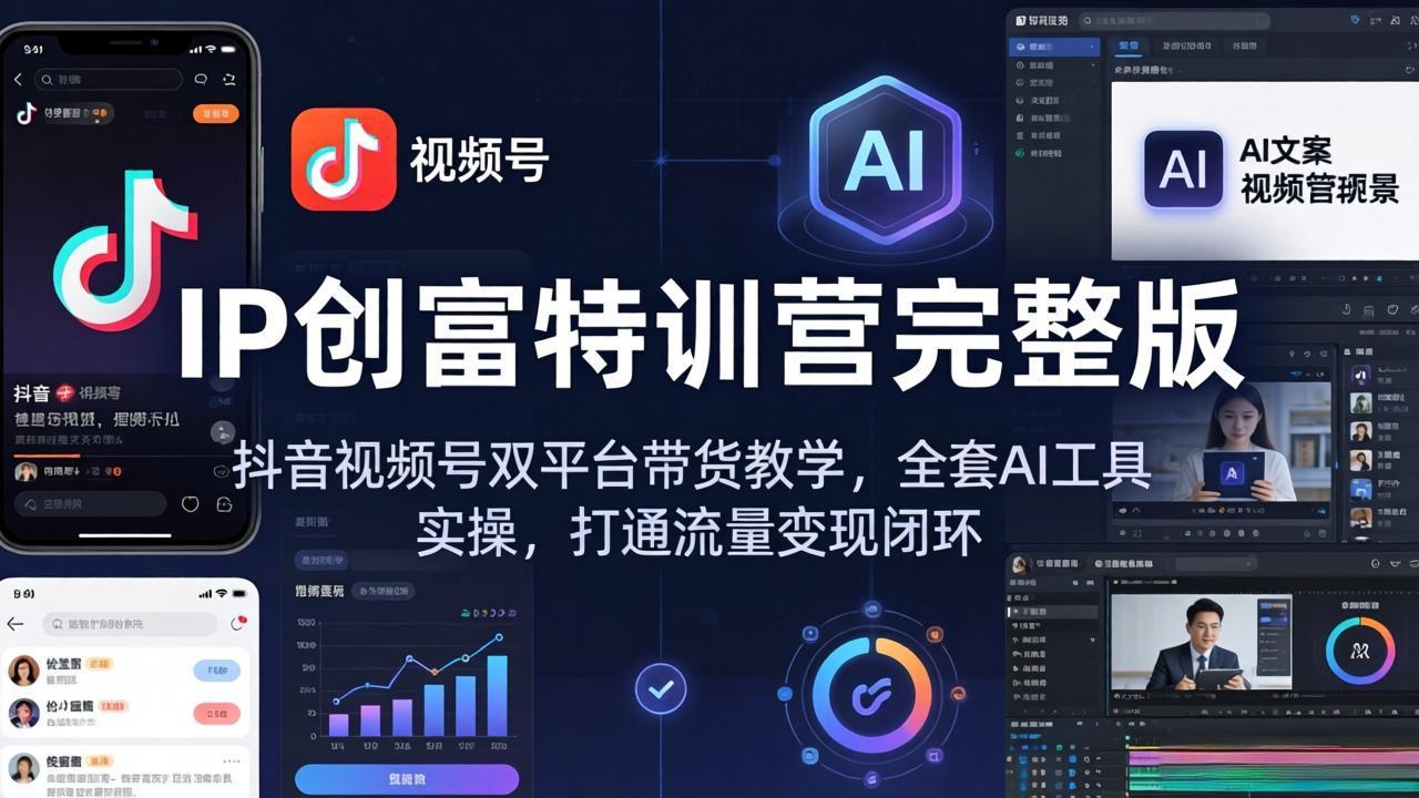 <span style='color:#bd7800'>IP创富特训营完整版：抖音视频号双平台带货教学，全套AI工具实操，打通流量变现闭环</span>