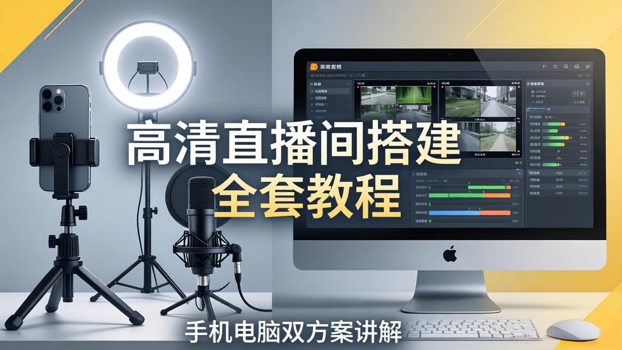 <span style='color:#a100e0'>高清直播间搭建全套教程，手机电脑双方案讲解，设备选型调试多机位实操教学</span>