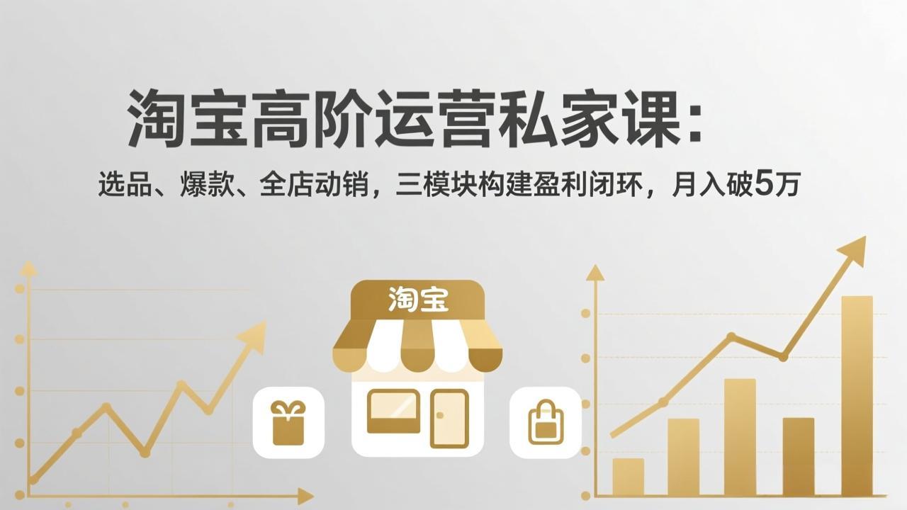 <span style='color:#078a00'>淘宝高阶运营私家课（更新26年4月18）：选品、爆款、全店动销，三模块构建盈利闭环，月入破5万</span>