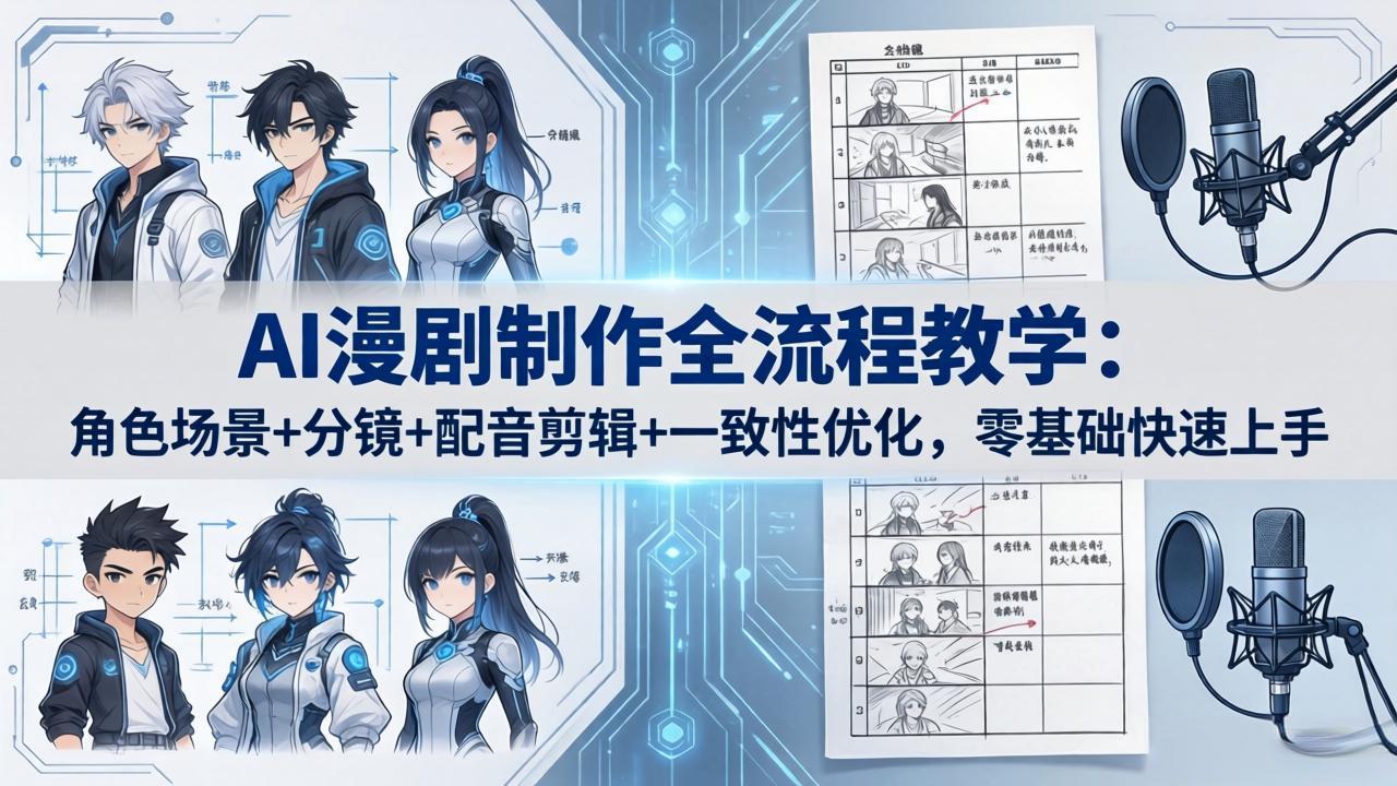 <span style='color:#078a00'>AI漫剧制作全流程教学：角色场景+分镜+配音剪辑+一致性优化，零基础快速上手</span>
