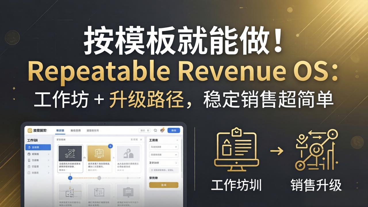 <span style='color:#a100e0'>按模板就能做！Repeatable Revenue OS：工作坊 + 升级路径，稳定销售超简单</span>