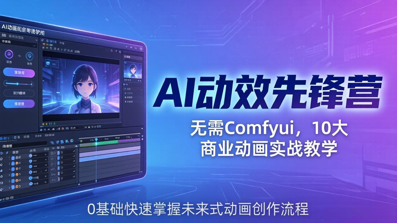 <span style='color:#a100e0'>AI 动效先锋营：无需Comfyui，10大商业动画实战教学，0基础快速掌握未来式动画创作流程</span>