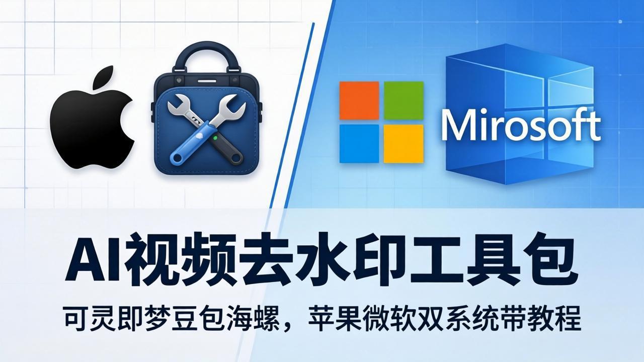 <span style='color:#078a00'>AI视频去水印工具包：可灵即梦豆包海螺，苹果微软双系统带教程</span>