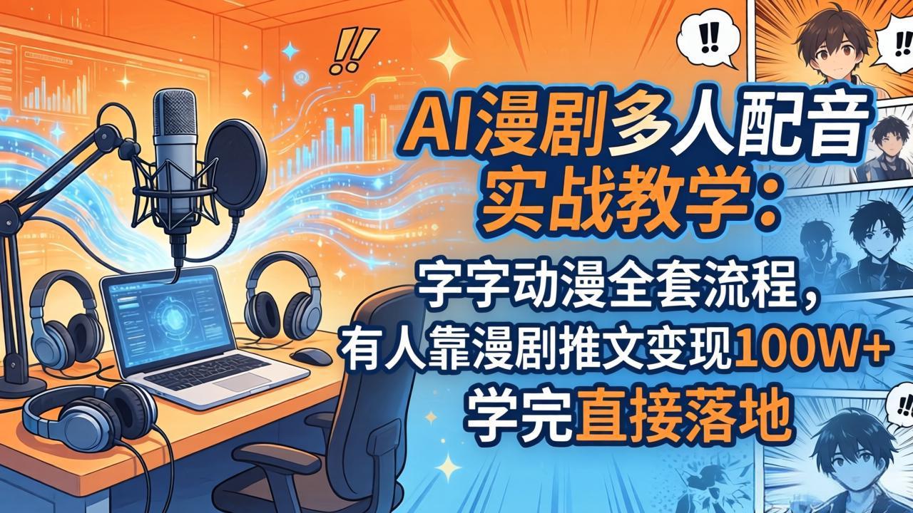 <span style='color:#a100e0'>AI漫剧多人配音实战教学：字字动漫全套流程，有人靠漫剧推文变现100W+，学完直接落地</span>