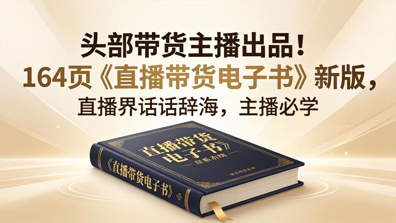 <span style='color:#bd7800'>头部带货主播出品！164页《直播带货电子书》新版，直播界话术辞海，主播必学</span>