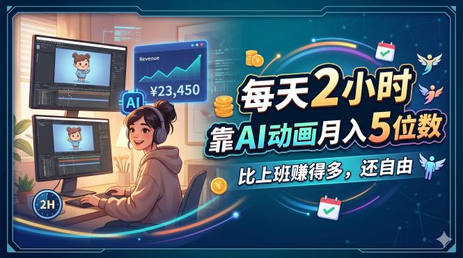 <span style='color:#a100e0'>每天 2 小时,靠 AI 动画月入 5 位数,比上班赚得多,还自由</span>