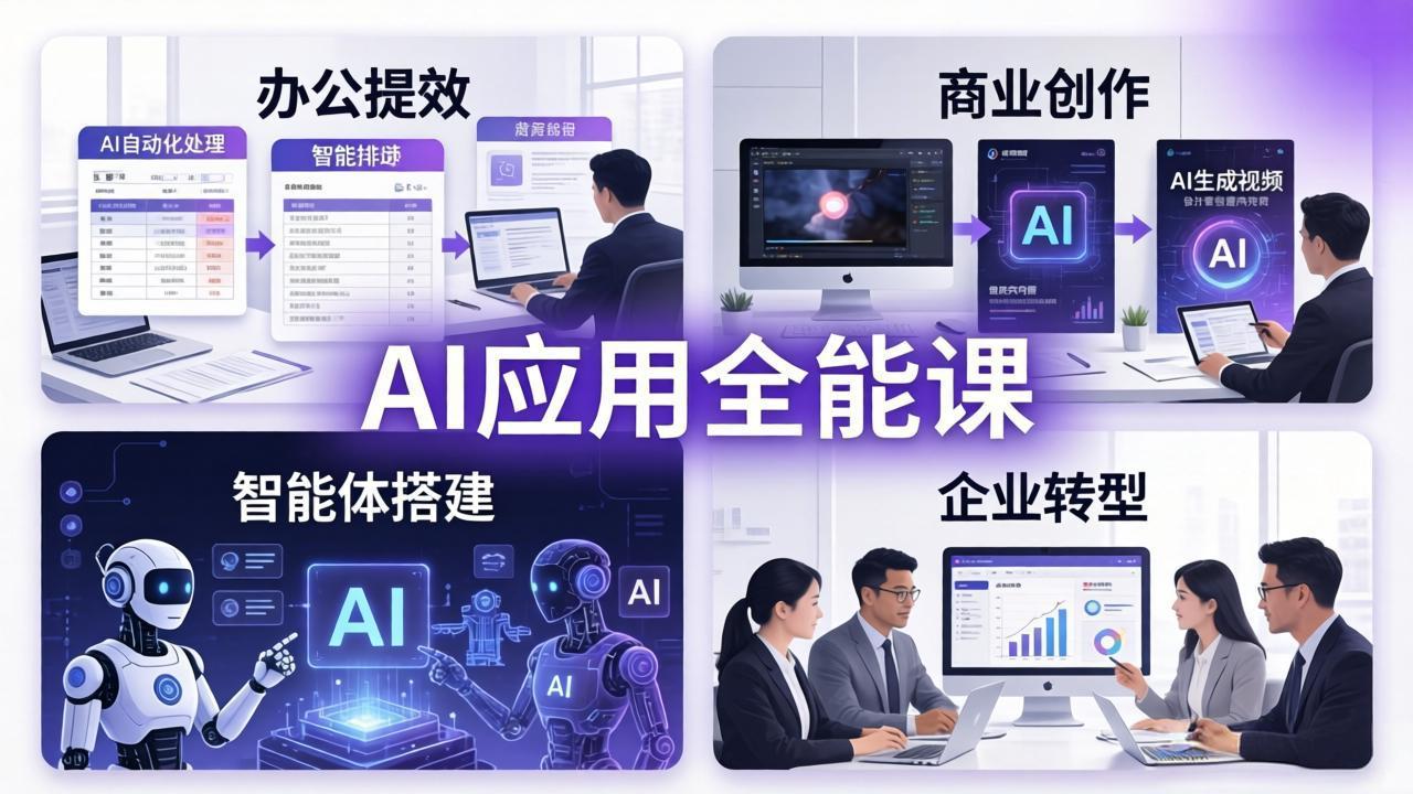 <span style='color:#001aff'>AIGC 应用师全能课-更新:办公提效、商业创作、智能体搭建、企业转型,一站式学会AI应用</span>