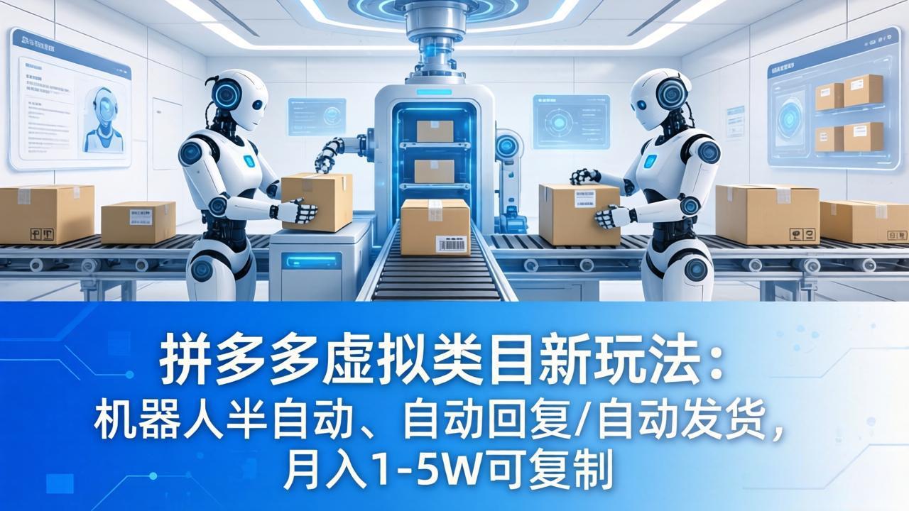 <span style='color:#ff0000'>拼多多虚拟类目新玩法:机器人半自动、自动回复 /自动发货,月入 1-5W 可复制</span>