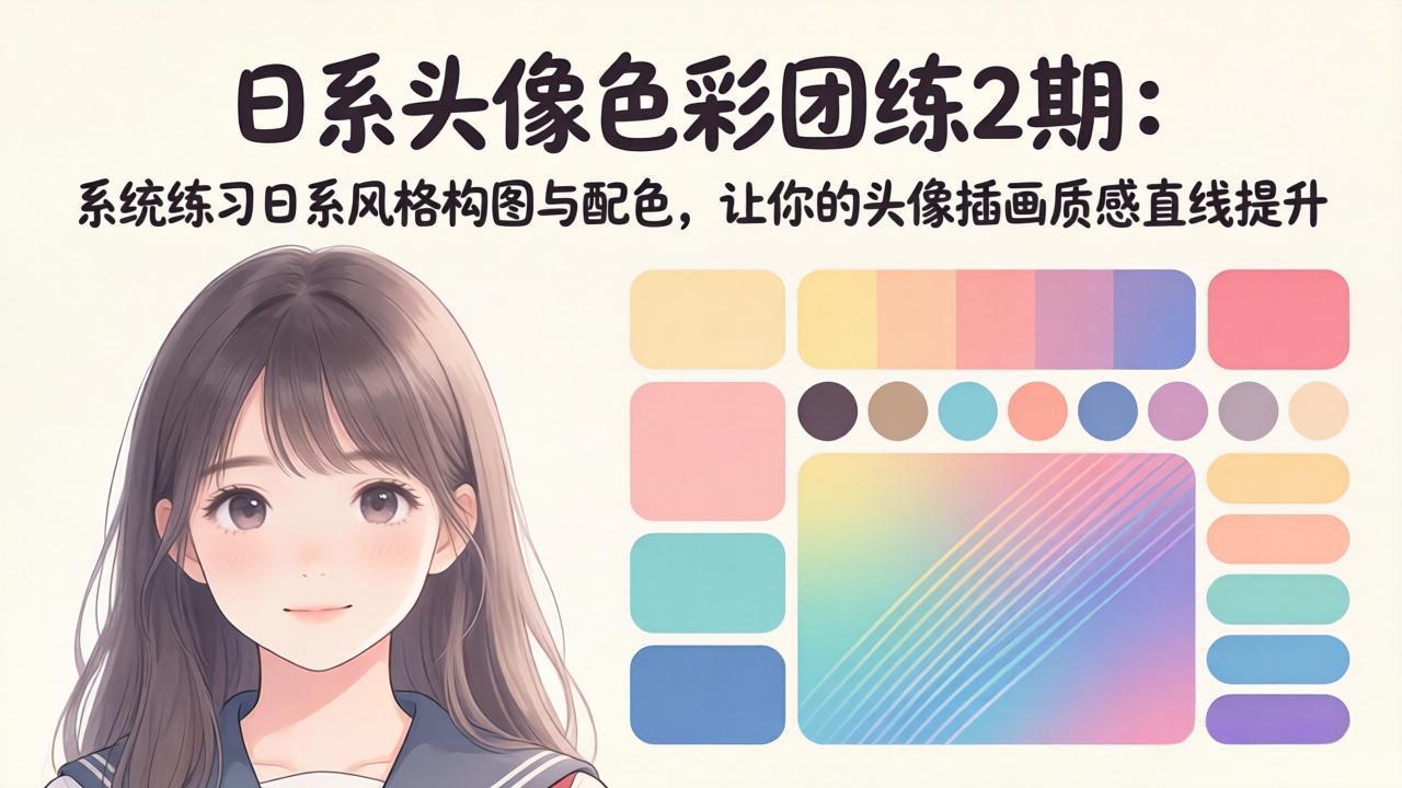 <span style='color:#078a00'>日系头像色彩团练2期:系统练习日系风格构图与配色,让你的头像插画质感直线提升</span>
