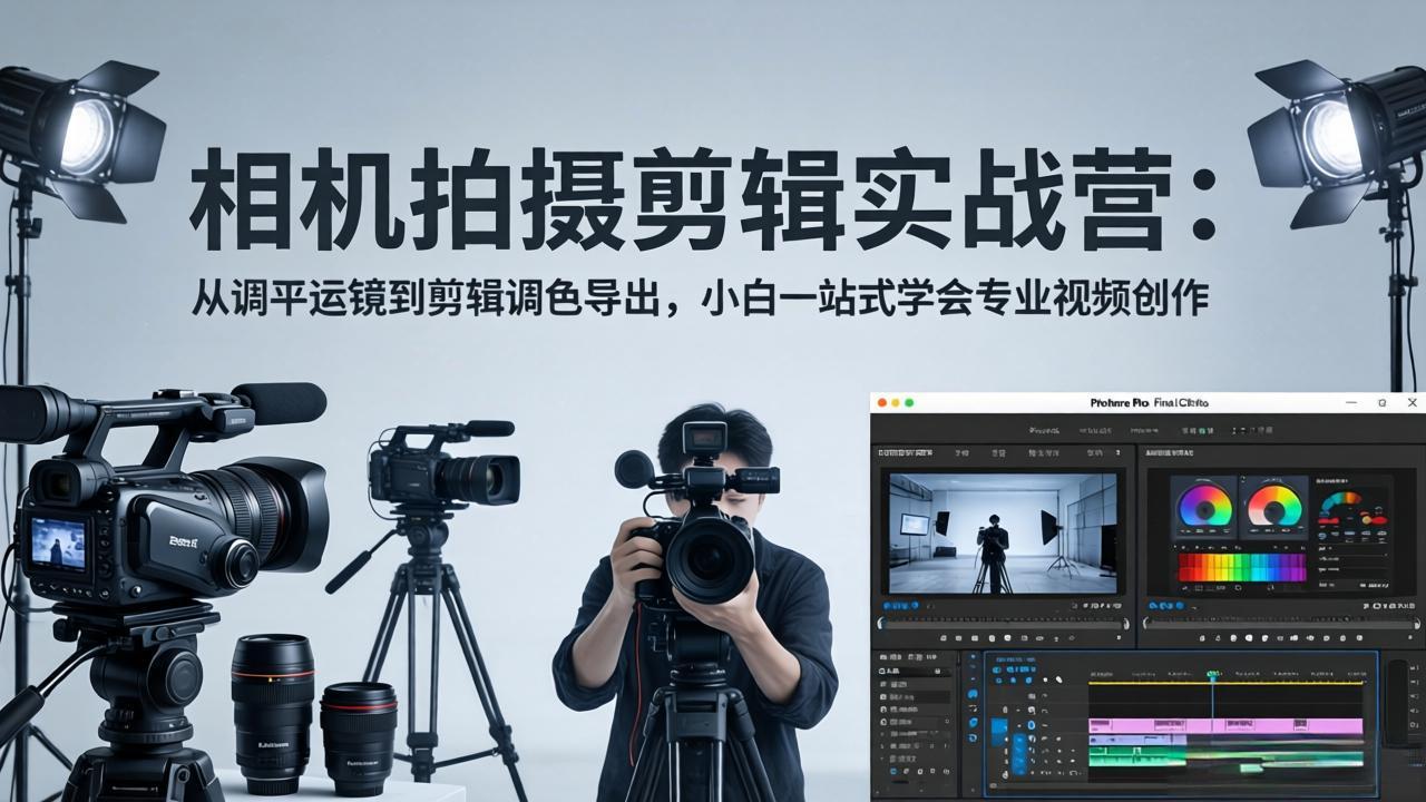<span style='color:#ff0000'>相机拍摄剪辑实战营:从调平运镜到剪辑调色导出,小白一站式学会专业视频创作</span>