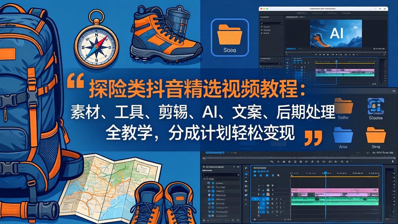 <span style='color:#a100e0'>探险类抖音精选视频教程:素材、工具、剪辑、AI、文案、后期处理全教学,分成计划轻松变现</span>