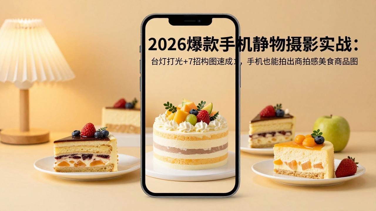 <span style='color:#ff0000'>2026爆款手机静物摄影实战:台灯打光+7招构图速成,手机也能拍出商拍感美食商品图</span>