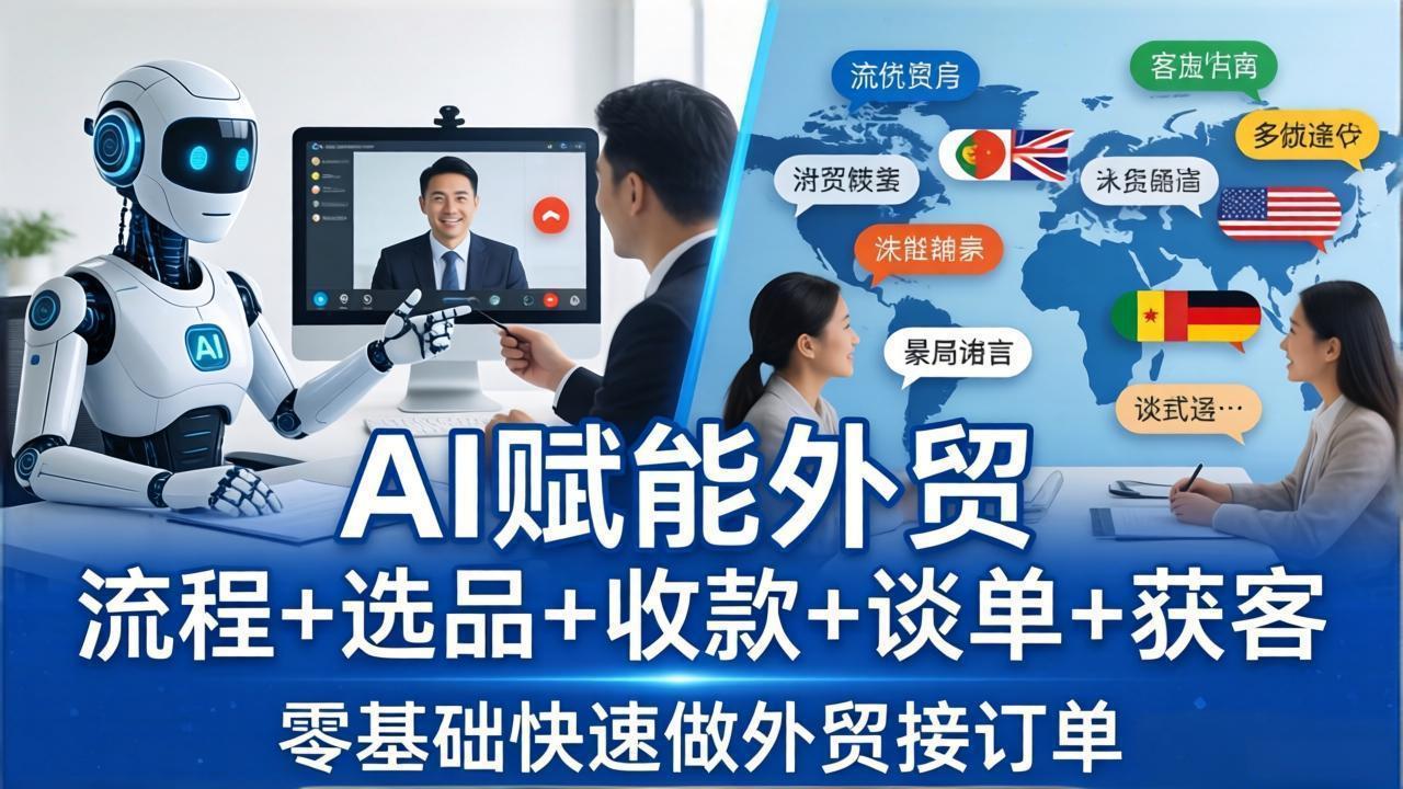 <span style='color:#001aff'>外贸+AI实战课：流程+选品+收款+谈单+获客，零基础快速做外贸接订单</span>