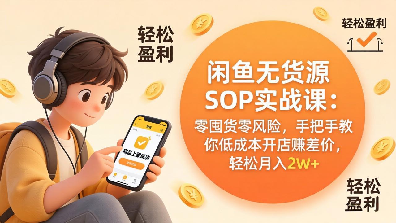 <span style='color:#001aff'>闲鱼无货源SOP实战课:零囤货零风险,手把手教你低成本开店赚差价,轻松月入</span>