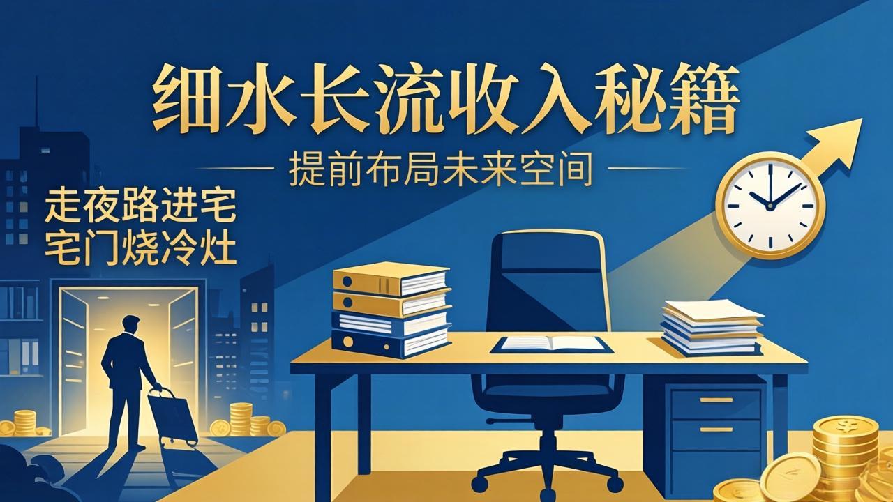 <span style='color:#001aff'>某付费文章:细水长流收入秘籍:走夜路进宅门烧冷灶,提前布局未来空间</span>