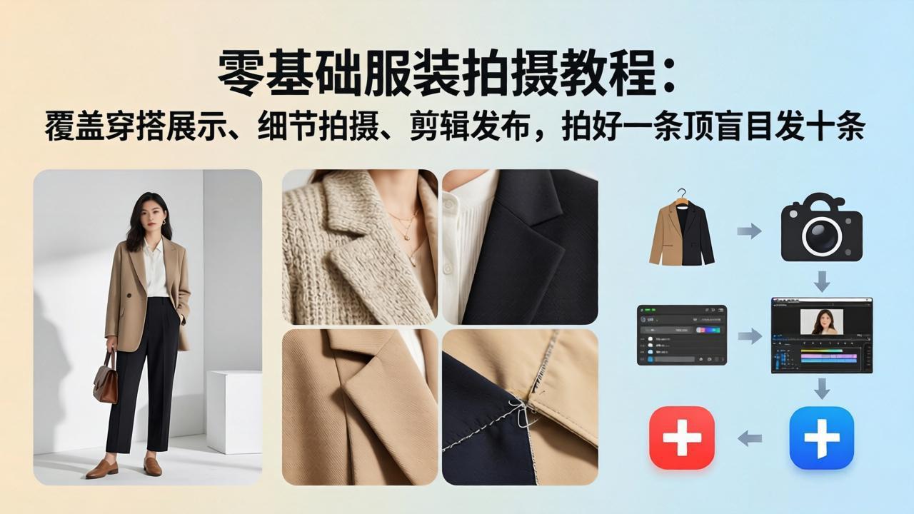 <span style='color:#078a00'>零基础服装拍摄教程:覆盖穿搭展示、细节拍摄、剪辑发布,拍好一条顶盲目发十条</span>