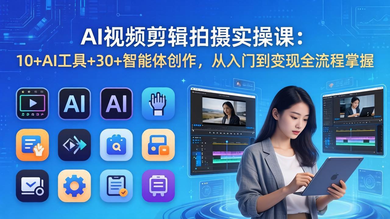 <span style='color:#ff0000'>AI 视频剪辑拍摄实操课:10+AI工具+30+智能体创作,从入门到变现全流程掌握</span>