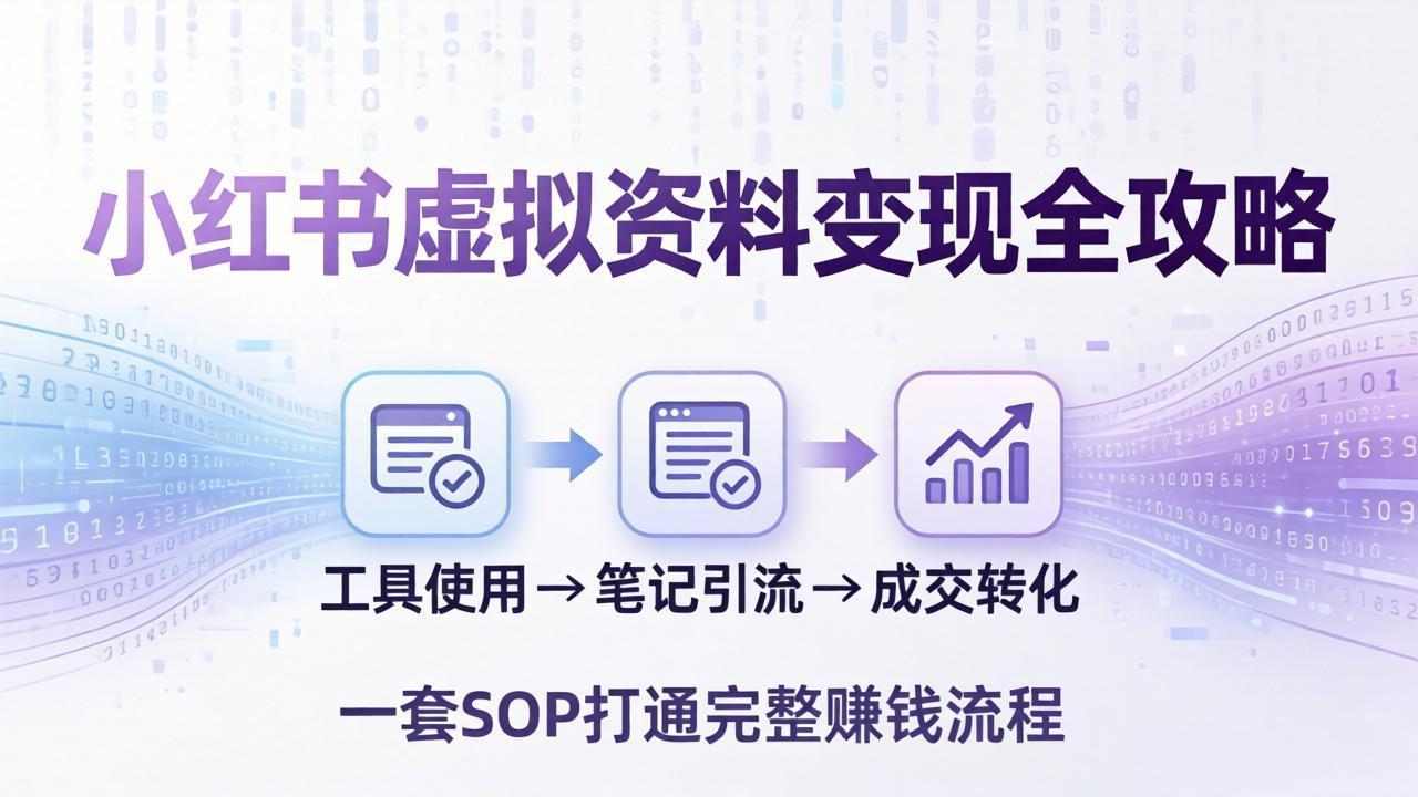 <span style='color:#078a00'>小红书虚拟资料变现全攻略:从工具使用到笔记引流成交,一套 SOP 打通完整赚钱流程</span>
