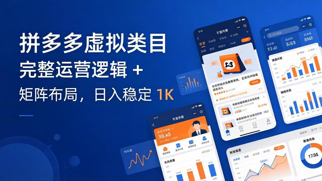 <span style='color:#001aff'>拼多多虚拟类目干货:完整运营逻辑 + 矩阵布局,日入稳定</span>