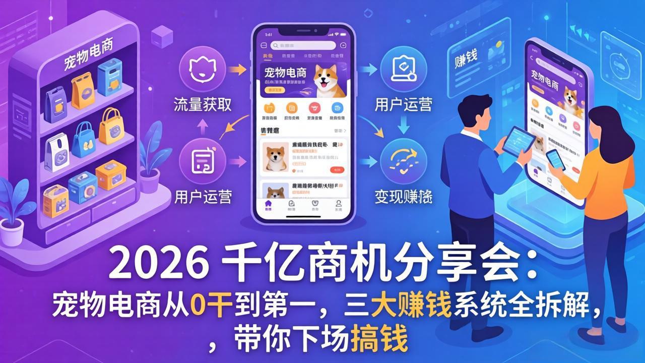 <span style='color:#078a00'>2026 千亿商机分享会：宠物电商从0干到第一，三大赚钱系统全拆解，带你下场搞钱</span>