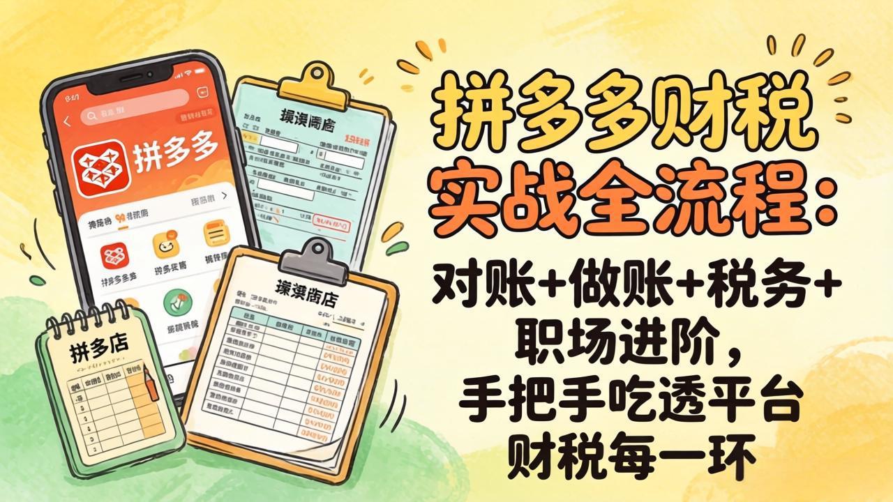 <span style='color:#001aff'>拼多多财税实操全流程:对账+做账+税务+职场进阶,手把手吃透平台财税每一环</span>