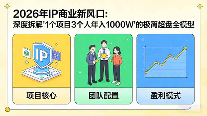 <span style='color:#a100e0'>2026年IP商业新风口:深度拆解“1个项目3个人年入1000W”的极简超盘全模型</span>