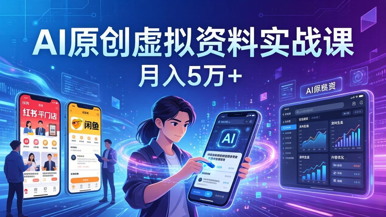 <span style='color:#001aff'>AI原创虚拟资料实战课:2026新机会,小红书闲鱼开店,普通人用AI轻松变现,月入5万</span>