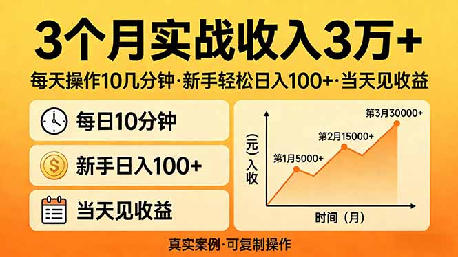 <span style='color:#001aff'>3个月实战收入3万+，每天操作10几分钟，新手轻松日入100+，当天见收益</span>