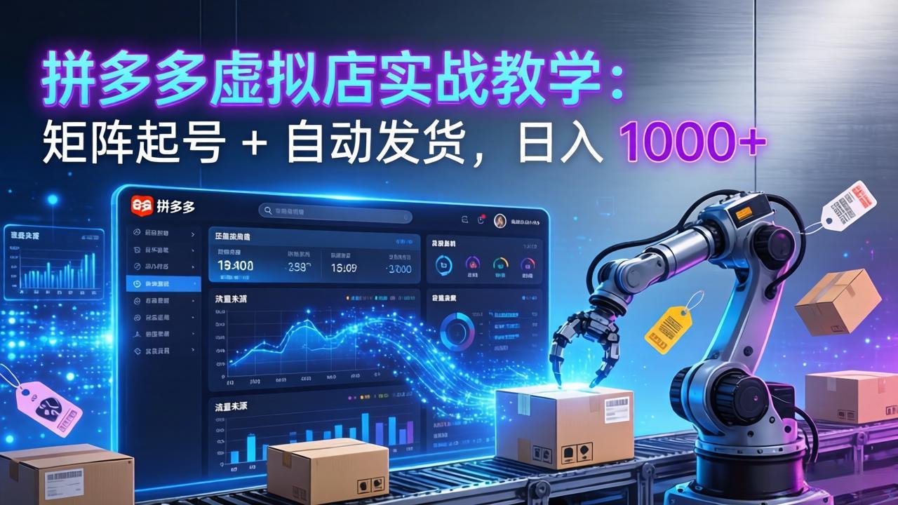 <span style='color:#a100e0'>拼多多虚拟店实战教学：矩阵起号 + 自动发货，日入</span>
