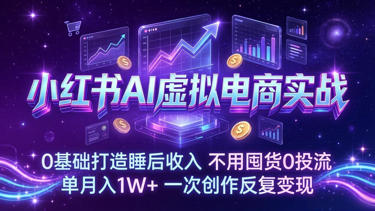 <span style='color:#078a00'>小红书AI虚拟电商实战:0基础打造睡后收入,不用囤货0投流,单月入1W+,一次创作反复变现</span>