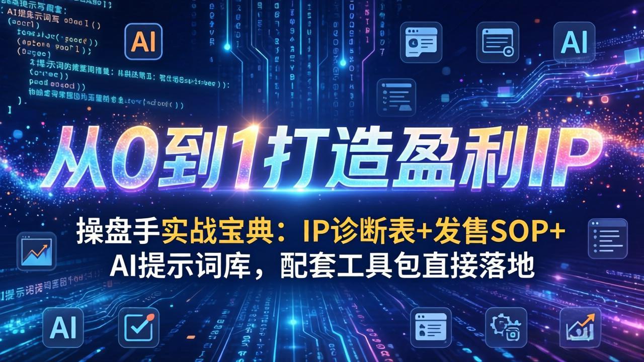 <span style='color:#a100e0'>操盘手实战宝典：IP诊断表+发售SOP+AI提示词库，配套工具包直接落地，从0到1打造盈利</span>