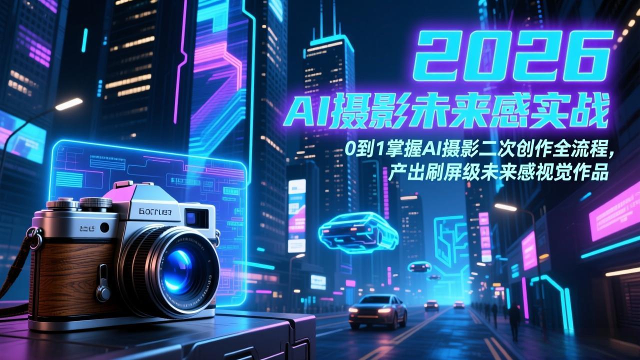 <span style='color:#ff0000'>2026 AI摄影未来感实战：0到1掌握AI摄影二次创作全流程，产出刷屏级未来感视觉作品</span>