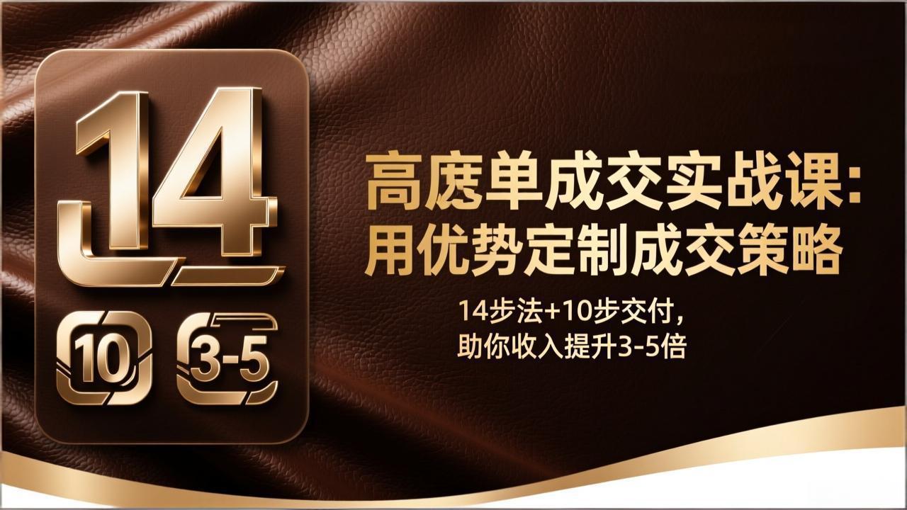 <span style='color:#bd7800'>高客单成交实战课:用优势定制成交策略,14步法+10步交付,助你收入提升3-5倍</span>