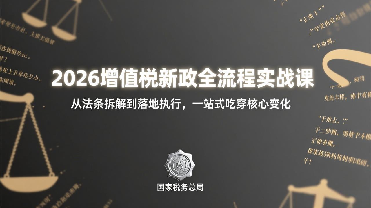 <span style='color:#a100e0'>2026增值税新政全流程实战课:从法条拆解到落地执行,一站式吃透核心变化</span>
