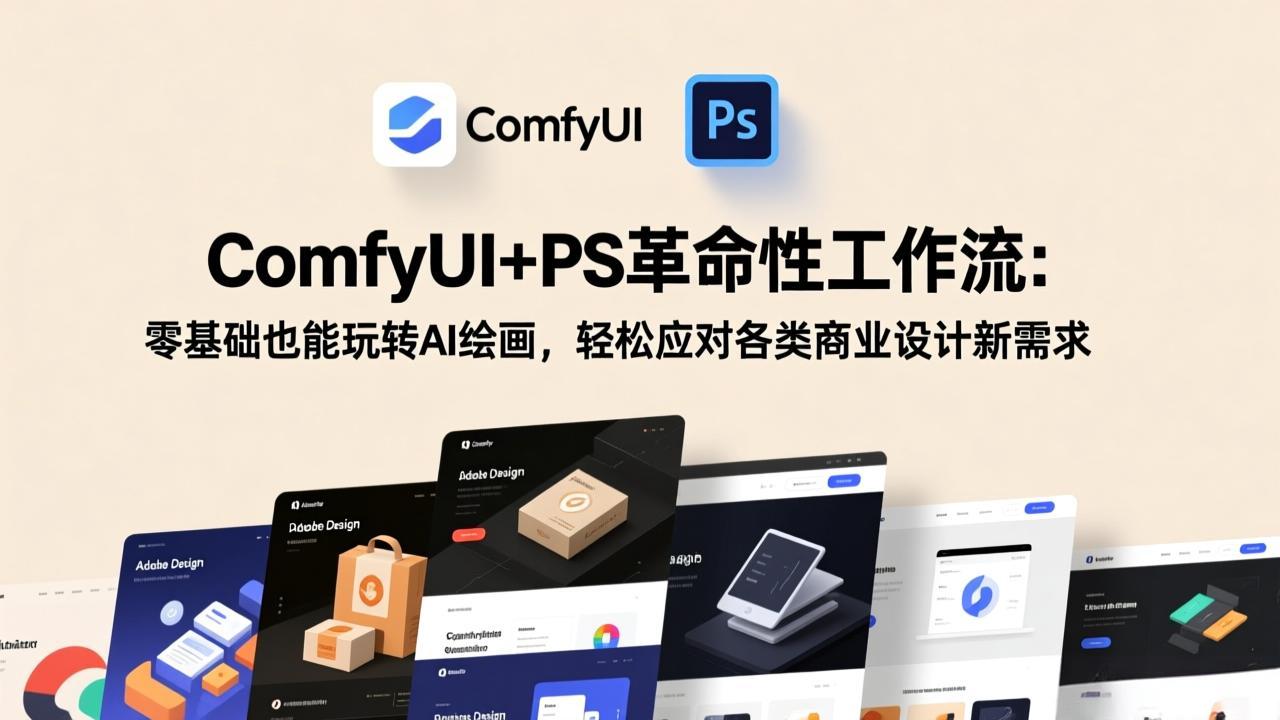 <span style='color:#001aff'>ComfyUI+PS革命性工作流:零基础也能玩转AI绘画,轻松应对各类商业设计新需求</span>