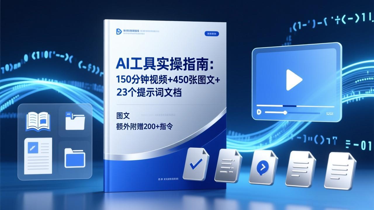 <span style='color:#078a00'>AI工具实操指南:150分钟视频+450张图文+23个提示词文档,额外附赠200+指令</span>